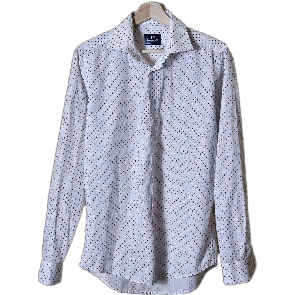 Manschett Quesste Microprint Mens M Slim Fit Sateen Cotton‎ Blend Dress Shirt